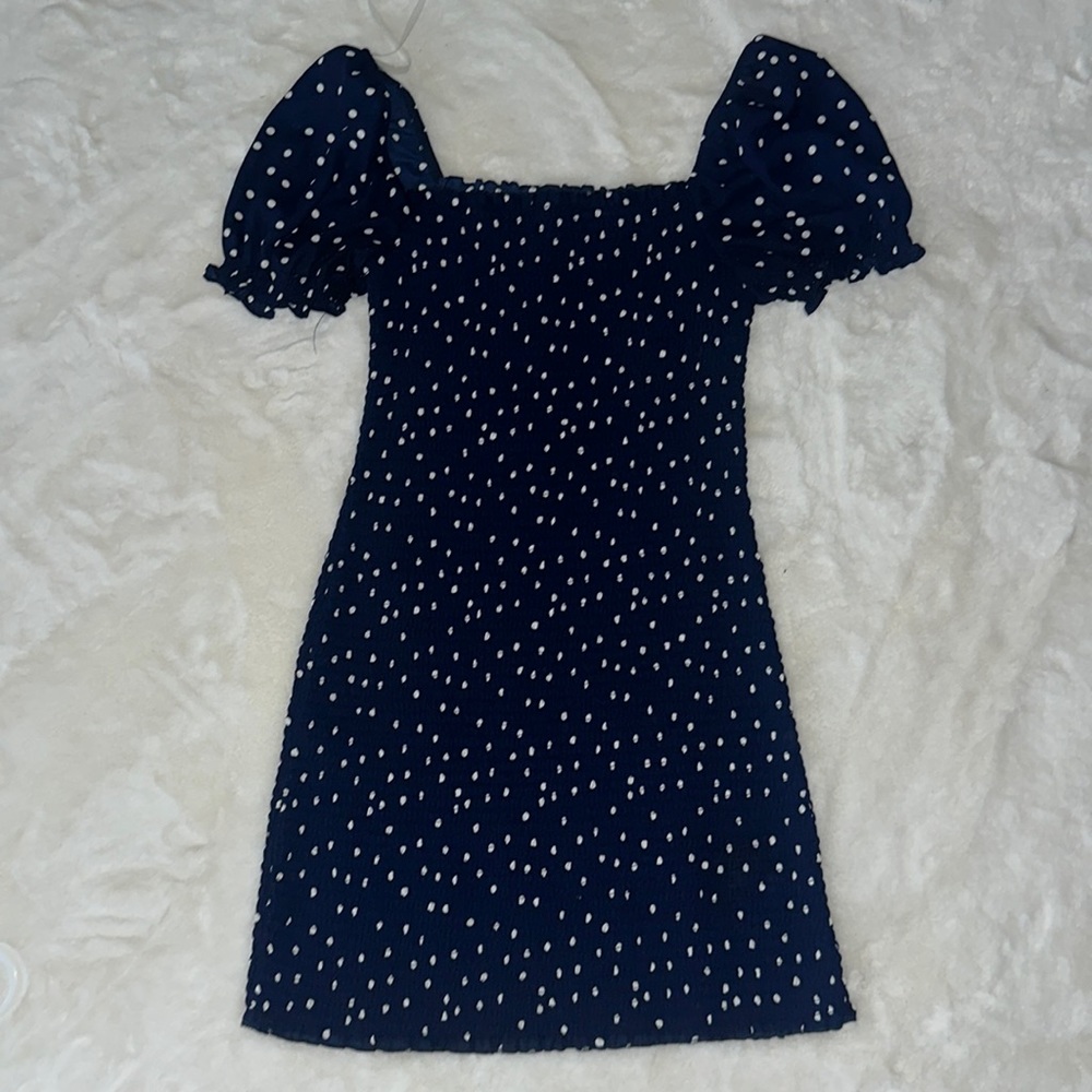 NWOT Nordstrom Row A navy and white polka dot dress size medium